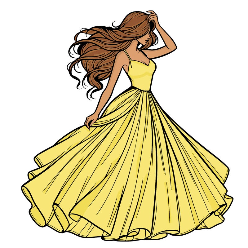 realistic woman with dress flowing in the wind