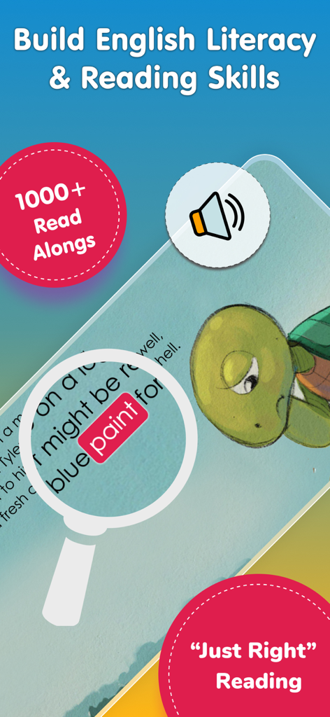 Read-Along: Books For Kids App - Pantalla de la aplicación Read-Along que muestra el resaltado de palabras y la narración de audio para ayudar a los niños a desarrollar habilidades de lectura