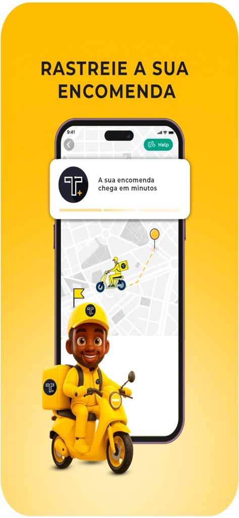 Tupuca+ Delivery, Taxi & Pay - Tupuca plus app screen showing real time order tracking on a map with a delivery courier