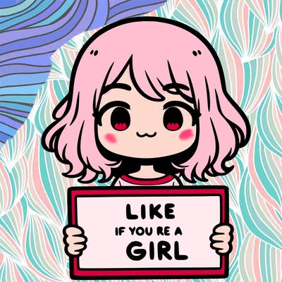 a cute girl holding a sign that says like if you’re a girl