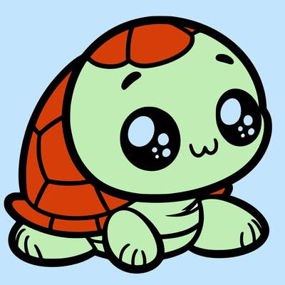 cute little animated turtle