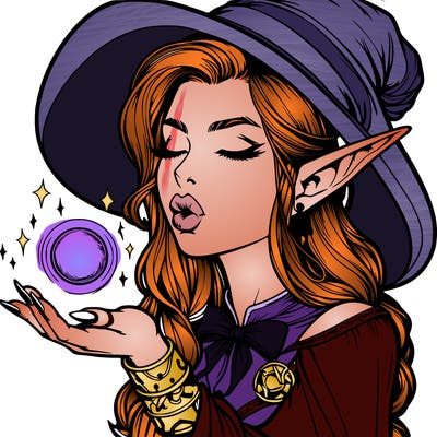 realistic elf casting a spell with lips