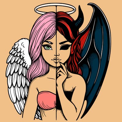 realistic angel half demon