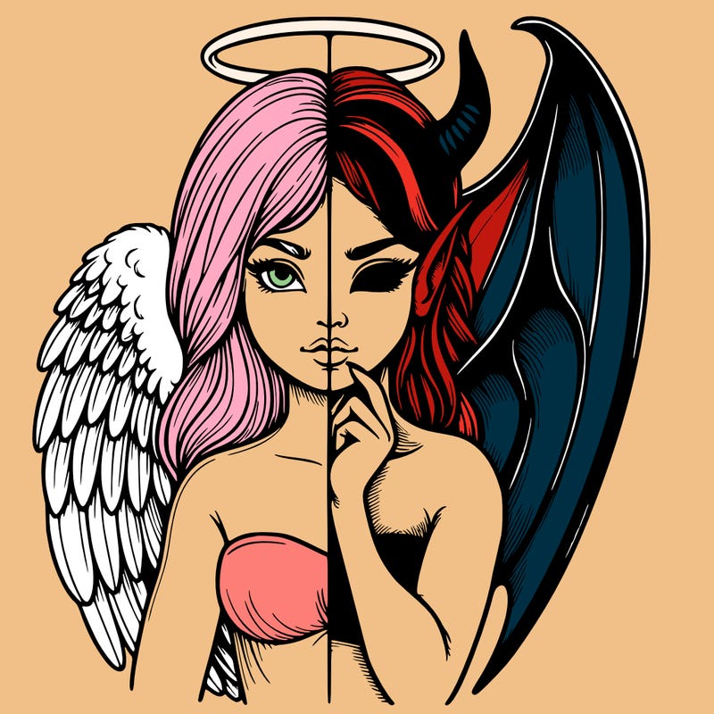 realistic angel half demon