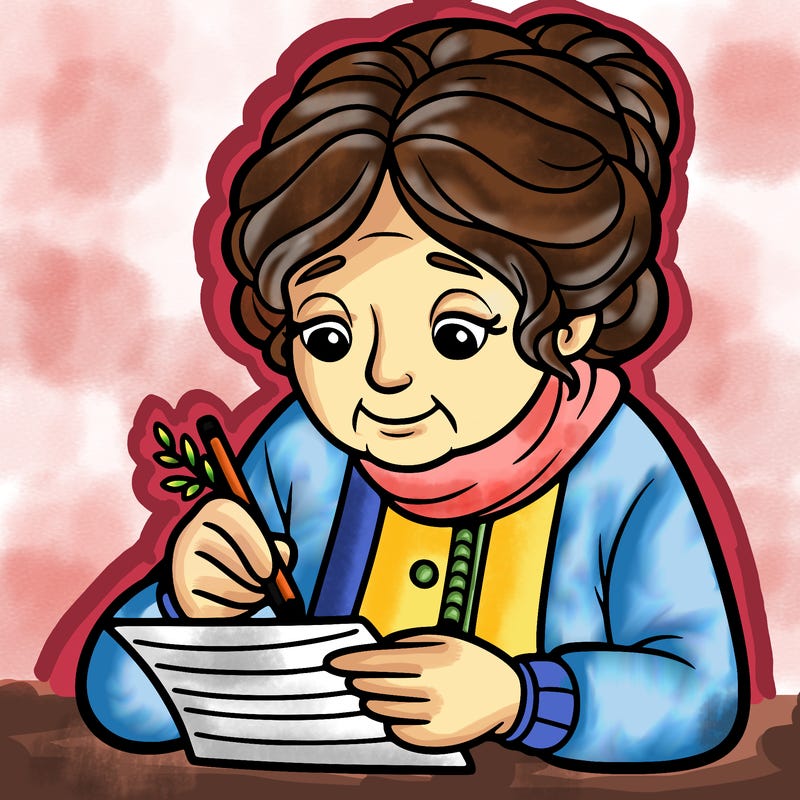 an old woman writes a love letter