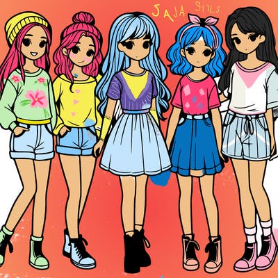 a group of five girls