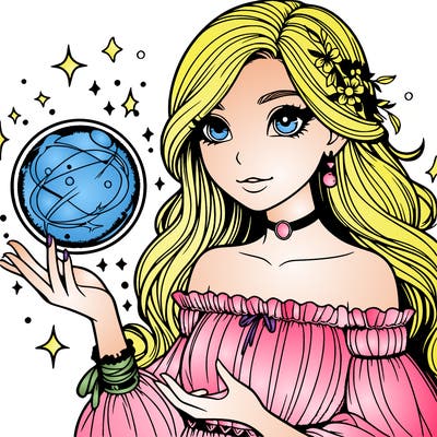 magical realistic girl holding a magic orb