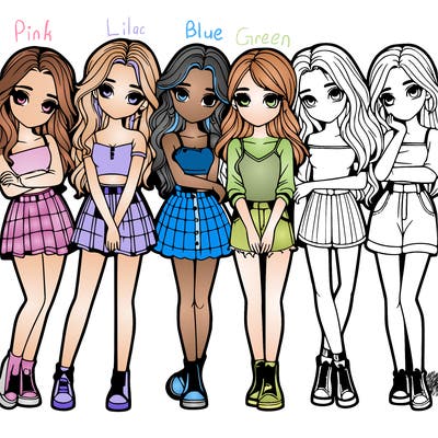 a group of girls realistic