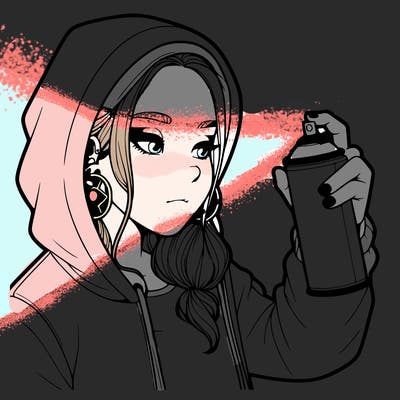 a realistic girl, spray painting