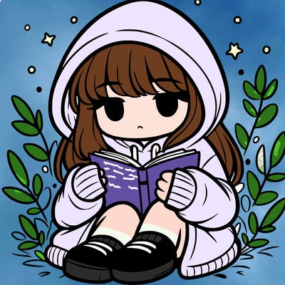 girl in oversized hoodie reading a book
