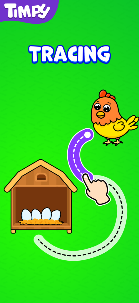 Toddler Games for 1 Year Olds~ - Educational tracing activity for toddlers featuring a cartoon chicken and a coop with eggs
