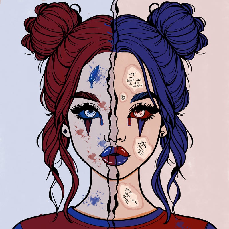 realistic girl with two buns in hair and lips