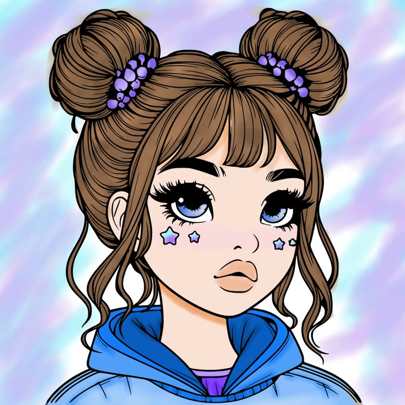 realistic girl with space buns