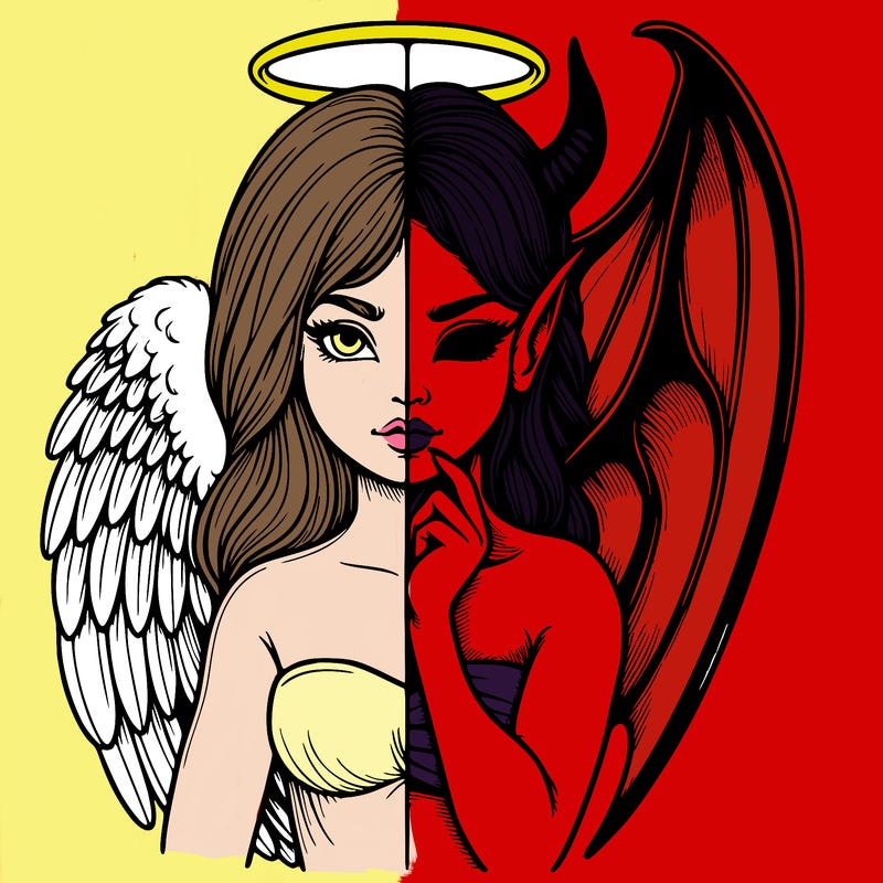 realistic angel half demon