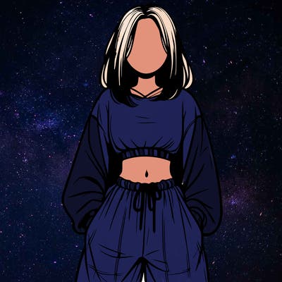 realistic girl faceless with baggy pants and a crop top