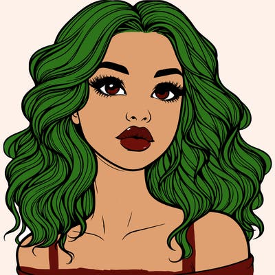 realistic girl with wavy hair and lips