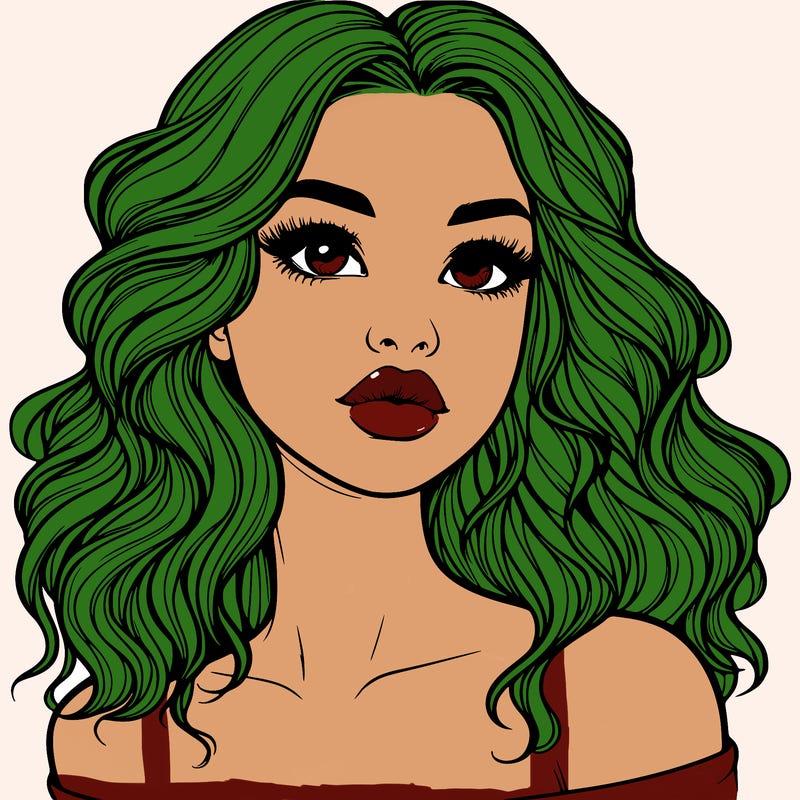 realistic girl with wavy hair and lips