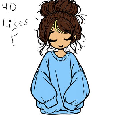 girl with baggy sweatshirt and messy bun