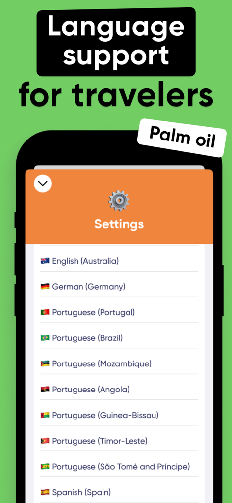 Allergy & Food Scanner, Nosher - Nosher app settings screen displaying a list of supported languages and regional dialects for international travelers