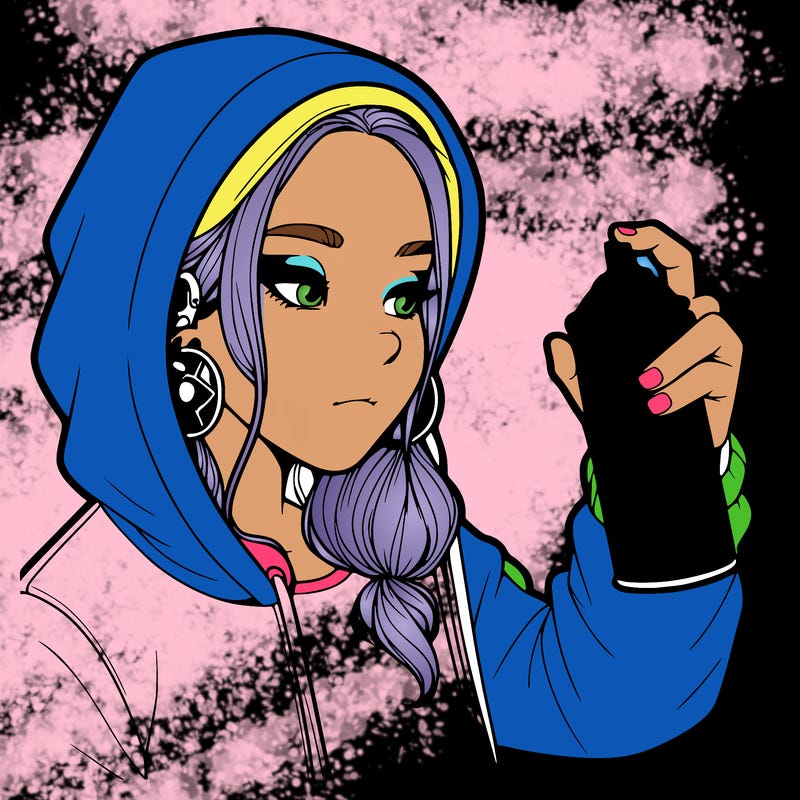 a realistic girl, spray painting