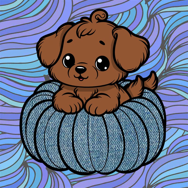 cute little puppy in a pumpkin