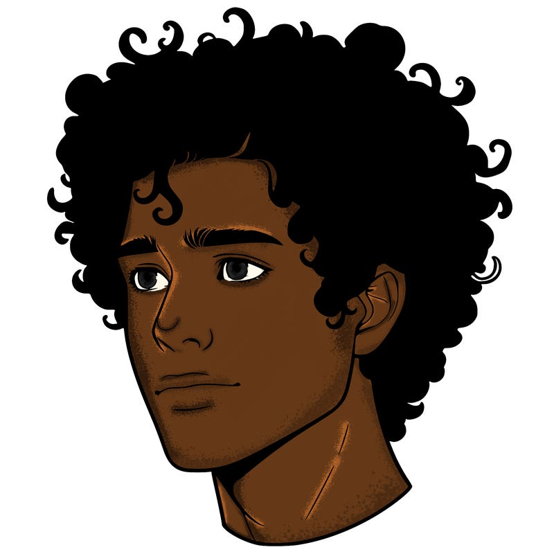 realistic guy with curly hair