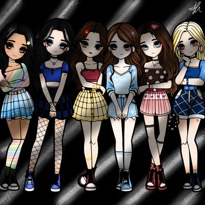 a group of girls realistic