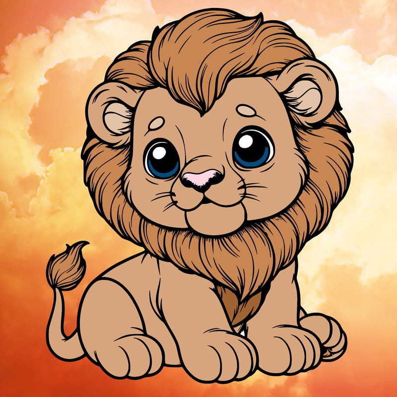 cute baby realistic lion