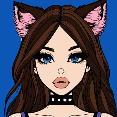 realistic girl with fox ears and realistic lips
