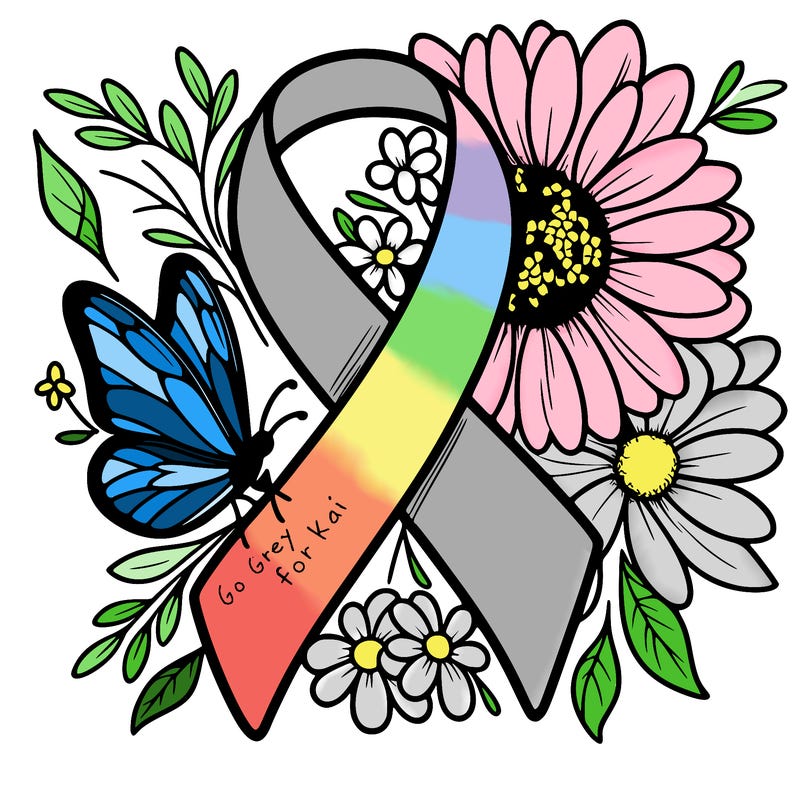 cancer awareness symbol with flowers and butterflies