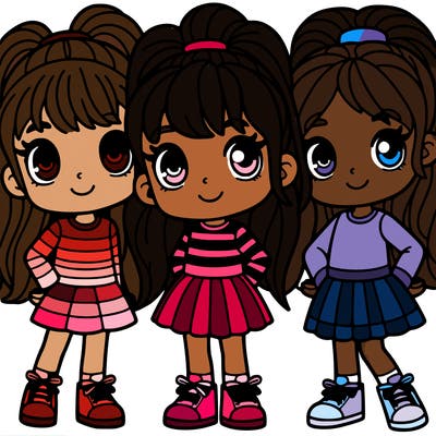 girls with ponytails