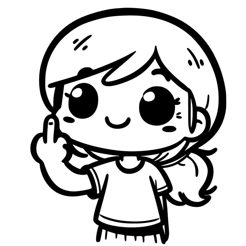 cartoon girl with middle finger up