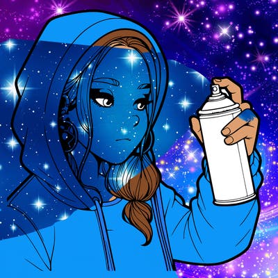 a realistic girl, spray painting