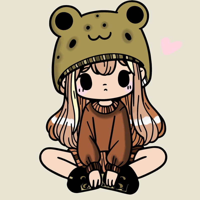 a girl wearing a frog hat and some frog socks