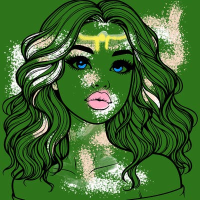 realistic girl with wavy hair and lips