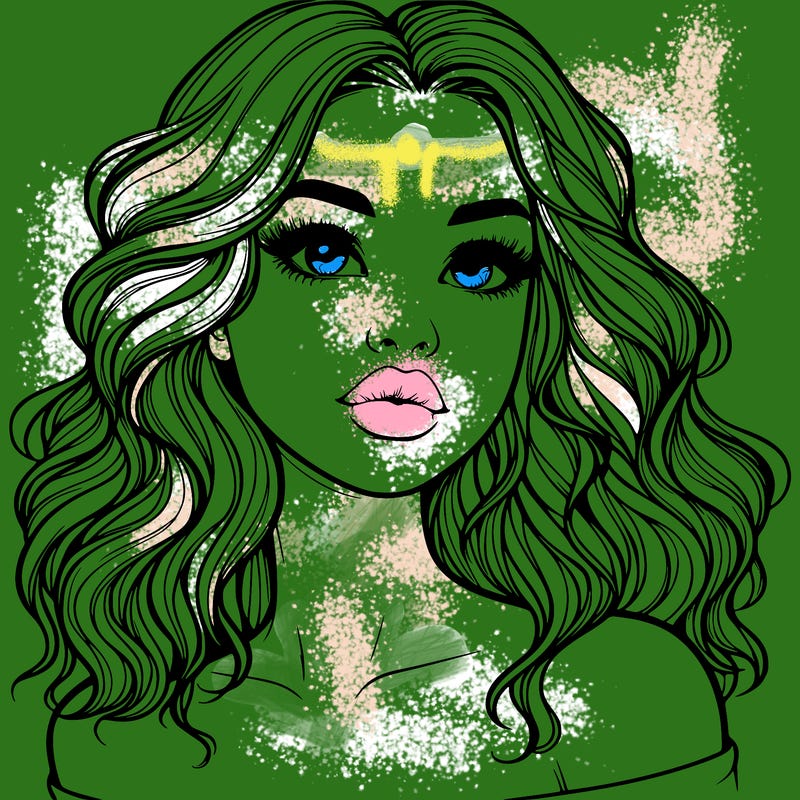 realistic girl with wavy hair and lips