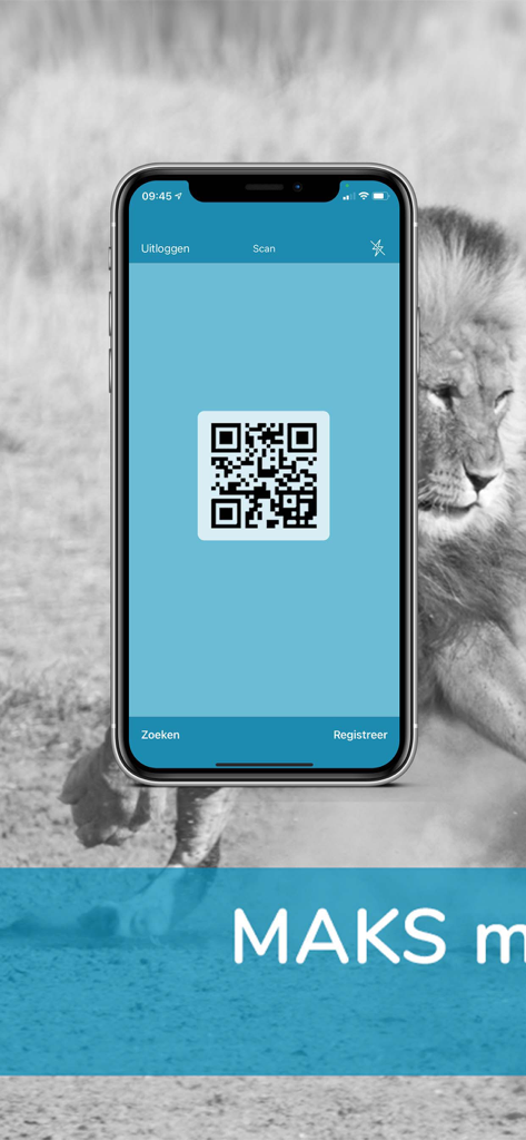 MAKS Retail Terminal - Interfaccia dell'app MAKS Retail Terminal su un iPhone che mostra uno scanner QR per i punti fedeltà al dettaglio