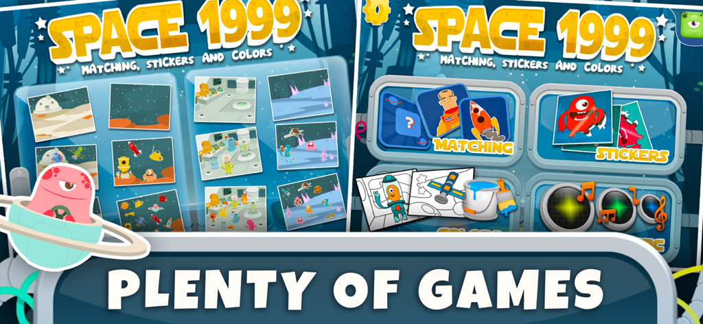 Space: Learning Kids Games 2+ - A variety of space themed learning activities for kids including matching and stickers