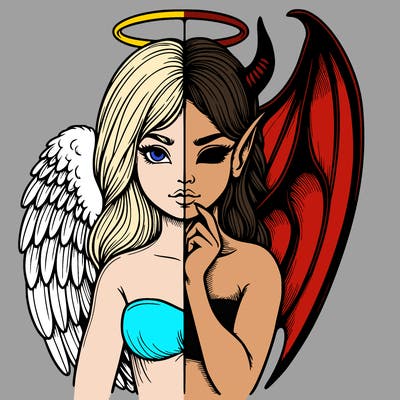 realistic angel half demon