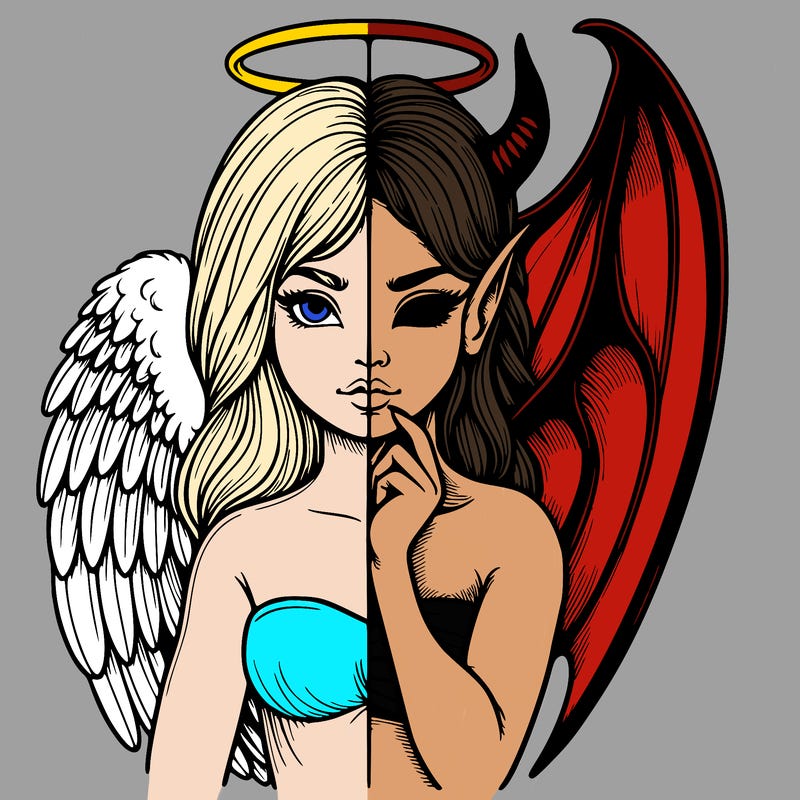 realistic angel half demon