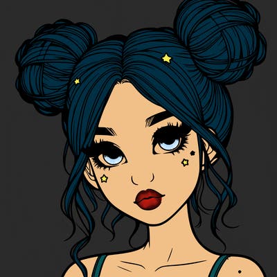 realistic girl with space buns