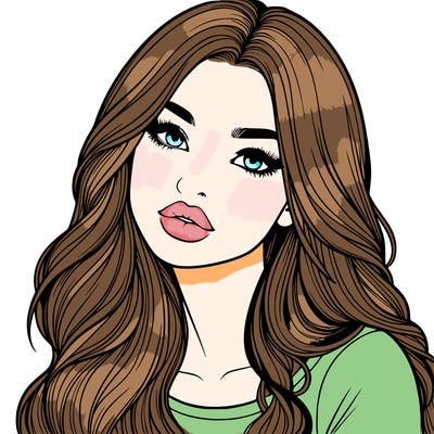 realistic girl with hair on her hair and lips