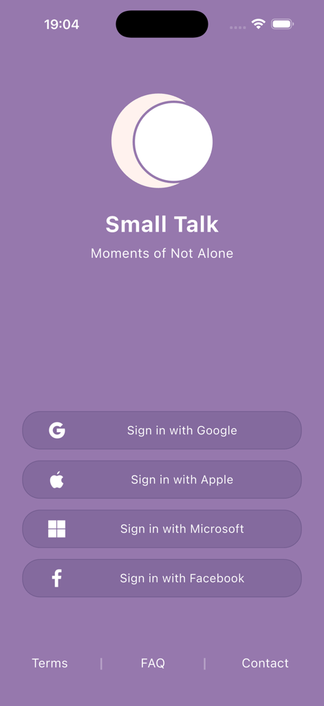 Small-Talk - Small Talk 앱 로그인 페이지, 소셜 로그인 버튼 포함