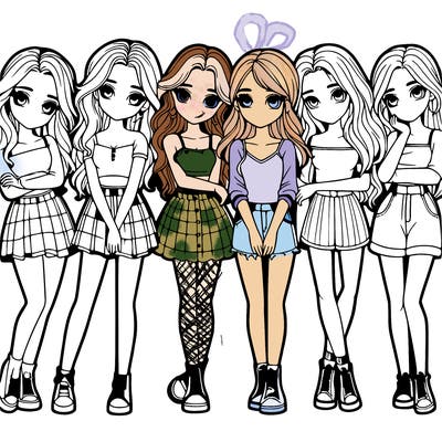 a group of girls realistic