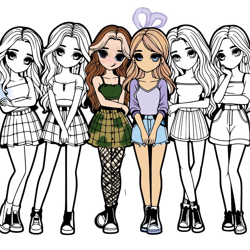 a group of girls realistic