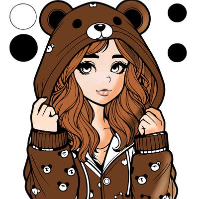 realistic girl in a animal pjs hoodie