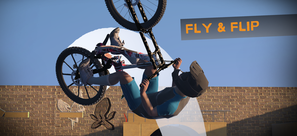 Bicycle Extreme Rider 3D - A 3D character performing a mid-air bicycle flip stunt in an urban environment