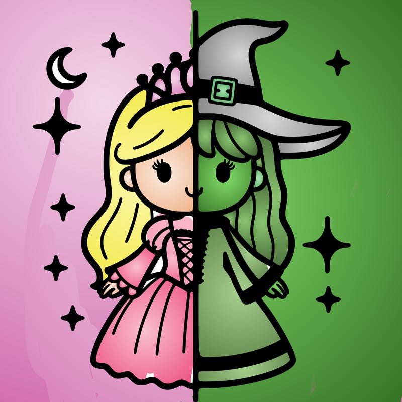 split princess and witch