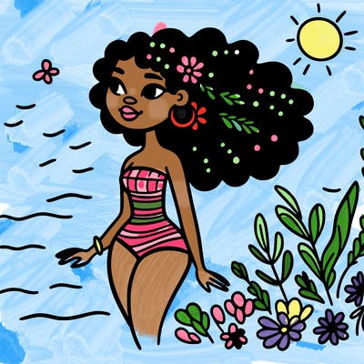 african woman in a swimsuit