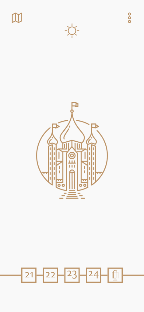 Minimalist gold line art palace icon with a progress bar in the Build Your Palace memory training app.